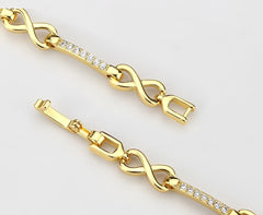 Alamode Flash Gold Brass Bracelet with AAA Grade CZ in Clear - Flyclothing LLC