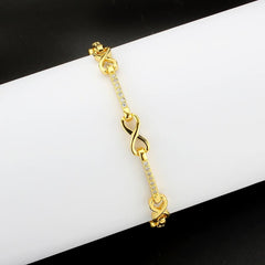 Alamode Flash Gold Brass Bracelet with AAA Grade CZ in Clear - Flyclothing LLC