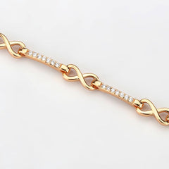 Alamode Flash Rose Gold Brass Bracelet with AAA Grade CZ in Clear - Flyclothing LLC