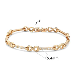 Alamode Flash Rose Gold Brass Bracelet with AAA Grade CZ in Clear - Flyclothing LLC