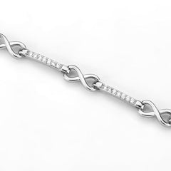 Alamode Rhodium Brass Bracelet with AAA Grade CZ in Clear - Flyclothing LLC