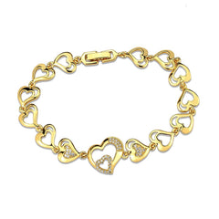 Alamode Flash Gold Brass Bracelet with AAA Grade CZ in Clear - Flyclothing LLC