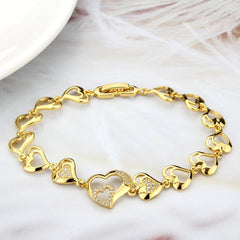 Alamode Flash Gold Brass Bracelet with AAA Grade CZ in Clear - Flyclothing LLC