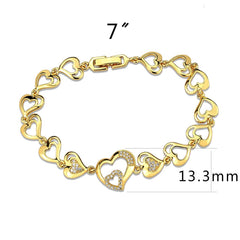 Alamode Flash Gold Brass Bracelet with AAA Grade CZ in Clear - Flyclothing LLC