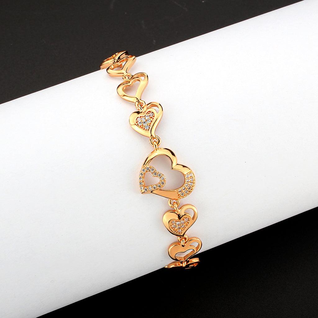 Alamode Flash Rose Gold Brass Bracelet with AAA Grade CZ in Clear - Flyclothing LLC