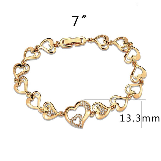 Alamode Flash Rose Gold Brass Bracelet with AAA Grade CZ in Clear - Flyclothing LLC