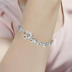 Alamode Rhodium Brass Bracelet with AAA Grade CZ in Clear - Flyclothing LLC