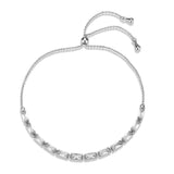 Alamode Rhodium Brass Bracelet with AAA Grade CZ in Clear - Flyclothing LLC