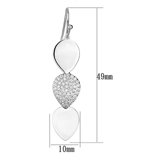 Alamode Rhodium Brass Earrings with AAA Grade CZ in Clear - Flyclothing LLC