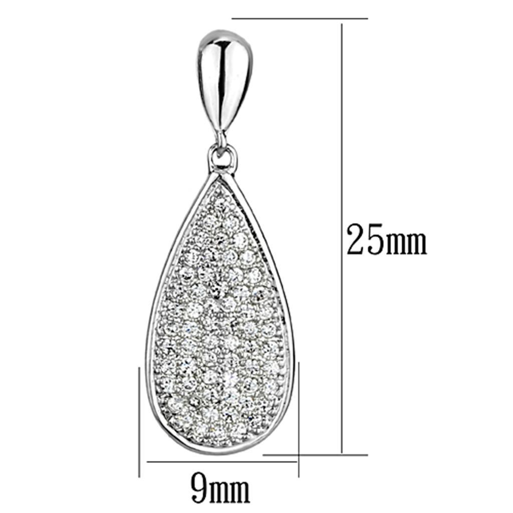 Alamode Rhodium Brass Earrings with AAA Grade CZ in Clear - Flyclothing LLC