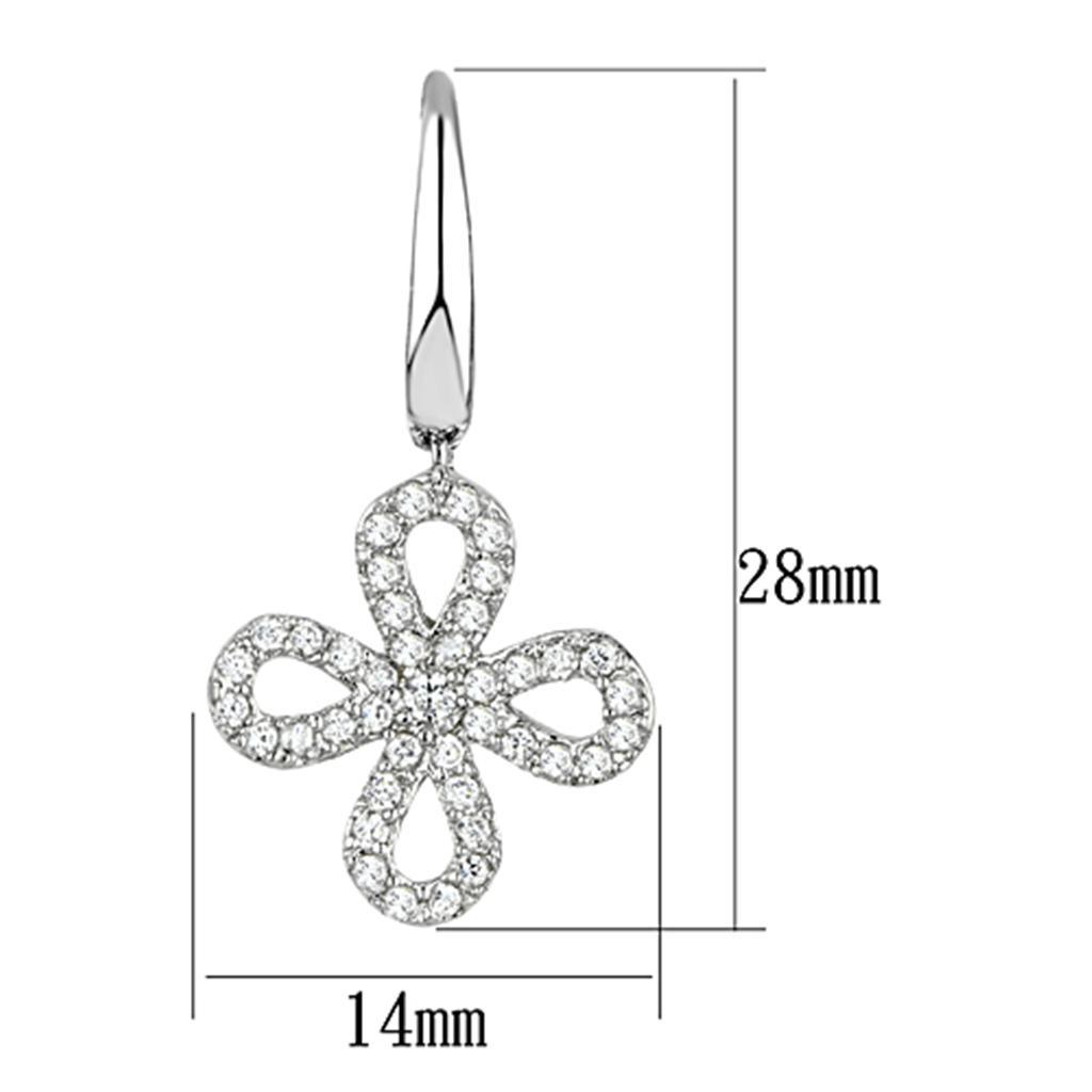 Alamode Rhodium Brass Earrings with AAA Grade CZ in Clear - Flyclothing LLC