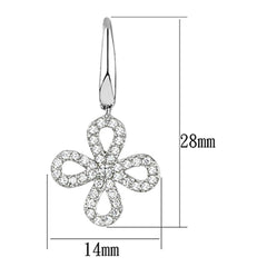 Alamode Rhodium Brass Earrings with AAA Grade CZ in Clear - Flyclothing LLC