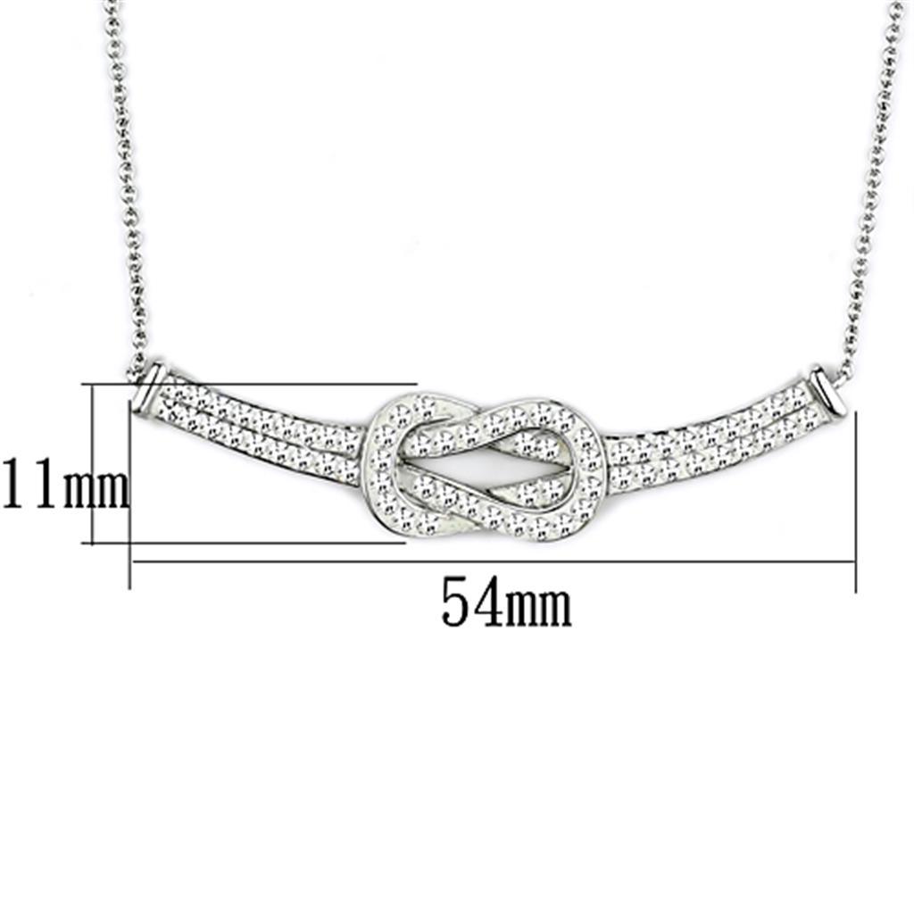 Alamode Rhodium Brass Necklace with Top Grade Crystal in Clear - Flyclothing LLC