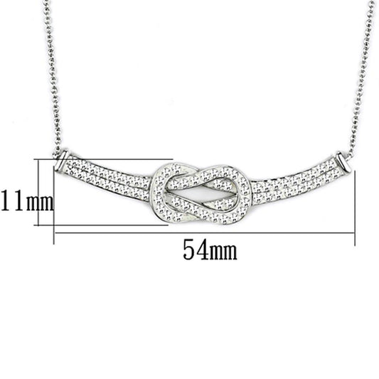 Alamode Rhodium Brass Necklace with Top Grade Crystal in Clear - Flyclothing LLC