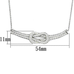 Alamode Rhodium Brass Necklace with Top Grade Crystal in Clear - Flyclothing LLC