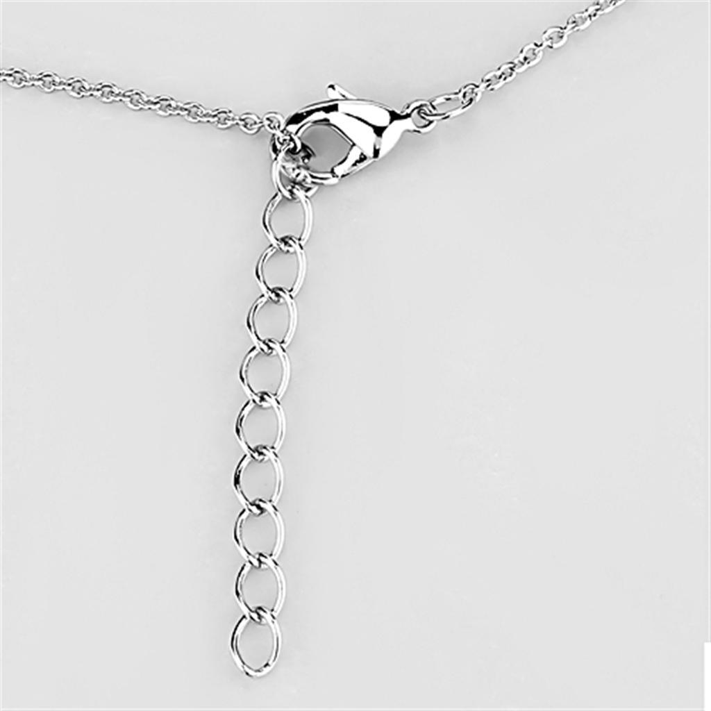 Alamode Rhodium Brass Necklace with AAA Grade CZ in Clear - Flyclothing LLC