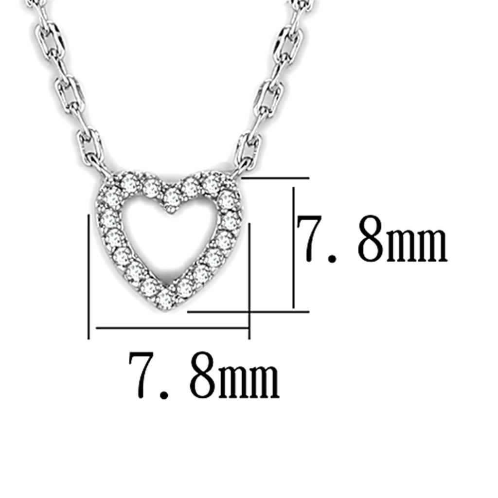 Alamode Rhodium Brass Necklace with AAA Grade CZ in Clear - Flyclothing LLC