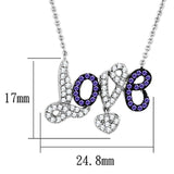 Alamode Rhodium + Ruthenium Brass Necklace with AAA Grade CZ in Amethyst - Flyclothing LLC