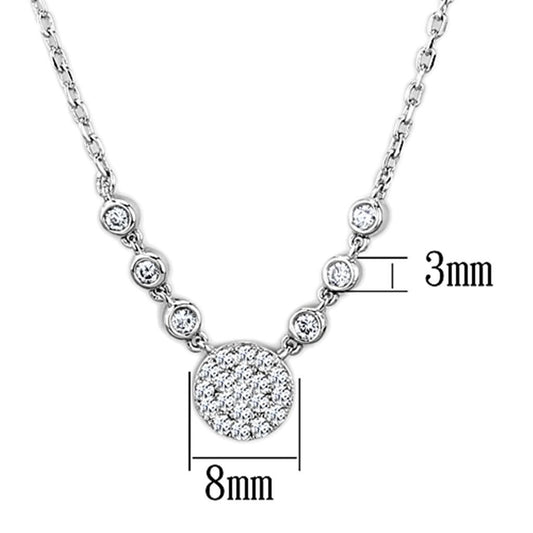 Alamode Rhodium Brass Necklace with AAA Grade CZ in Clear - Flyclothing LLC