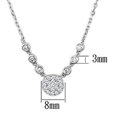 Alamode Rhodium Brass Necklace with AAA Grade CZ in Clear - Flyclothing LLC