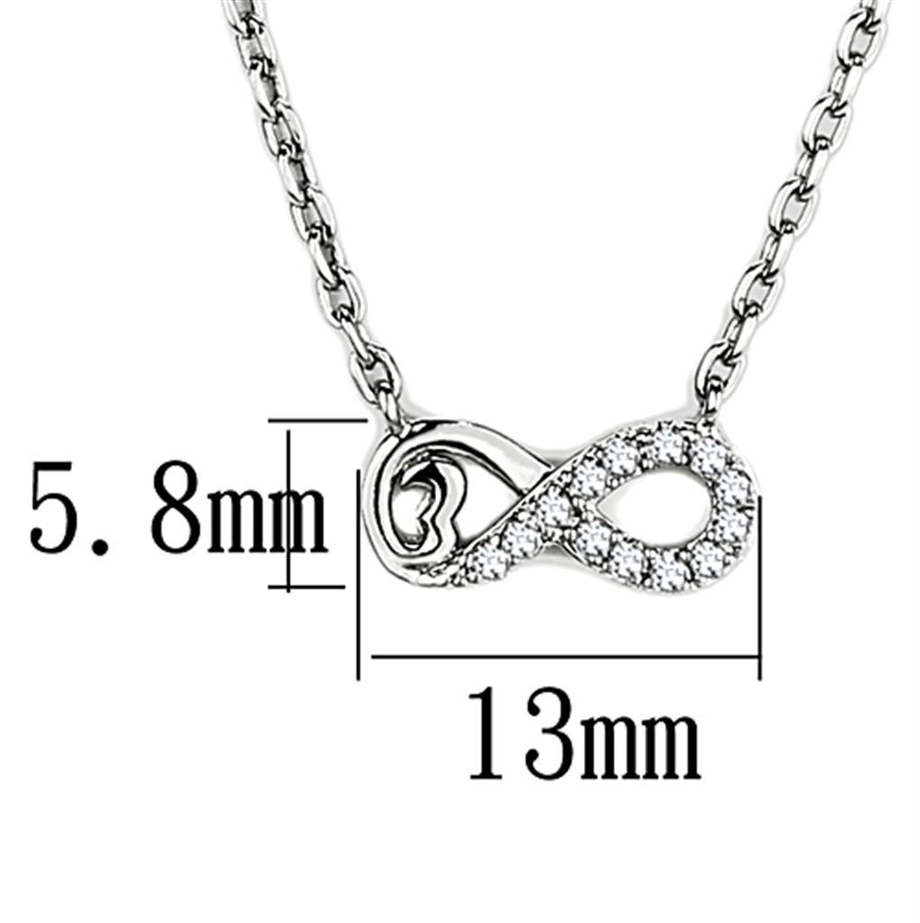 Alamode Rhodium Brass Necklace with AAA Grade CZ in Clear - Flyclothing LLC