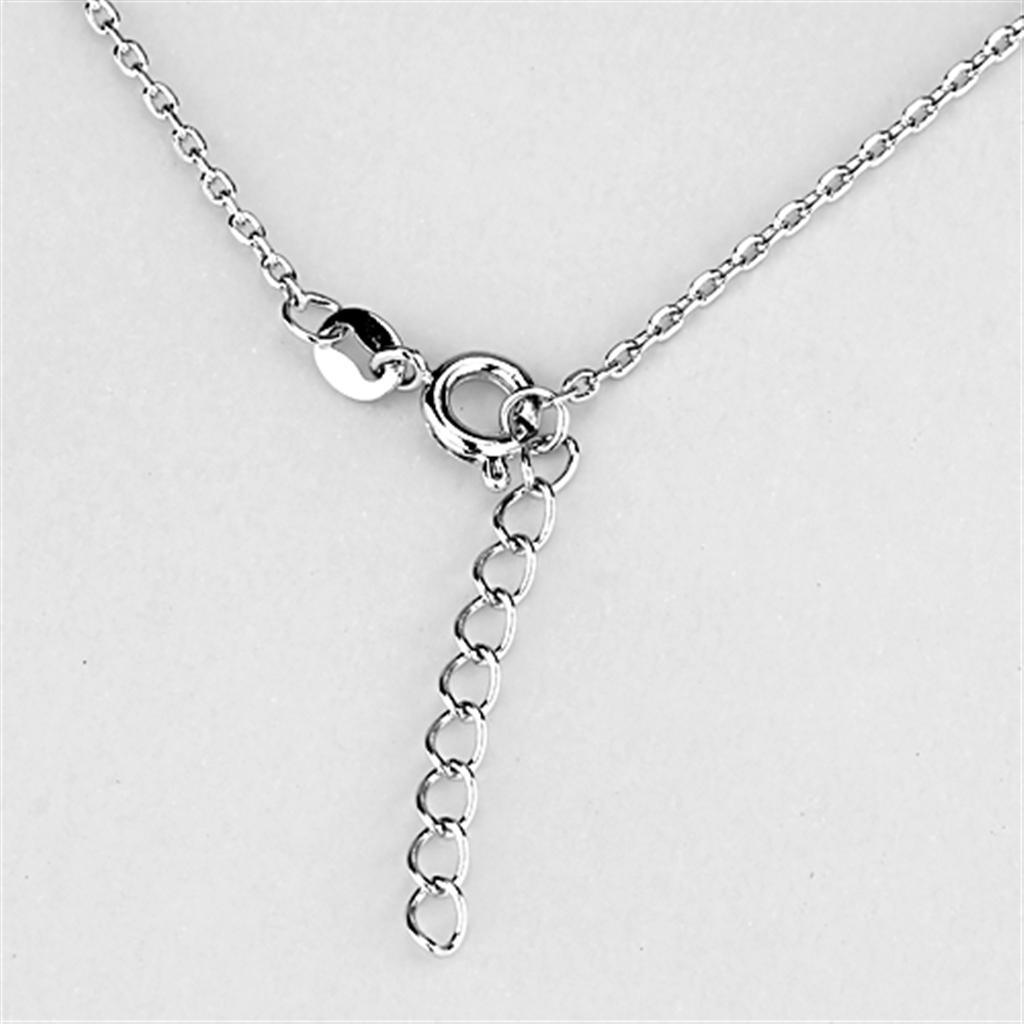 Alamode Rhodium Brass Necklace with AAA Grade CZ in Clear - Flyclothing LLC