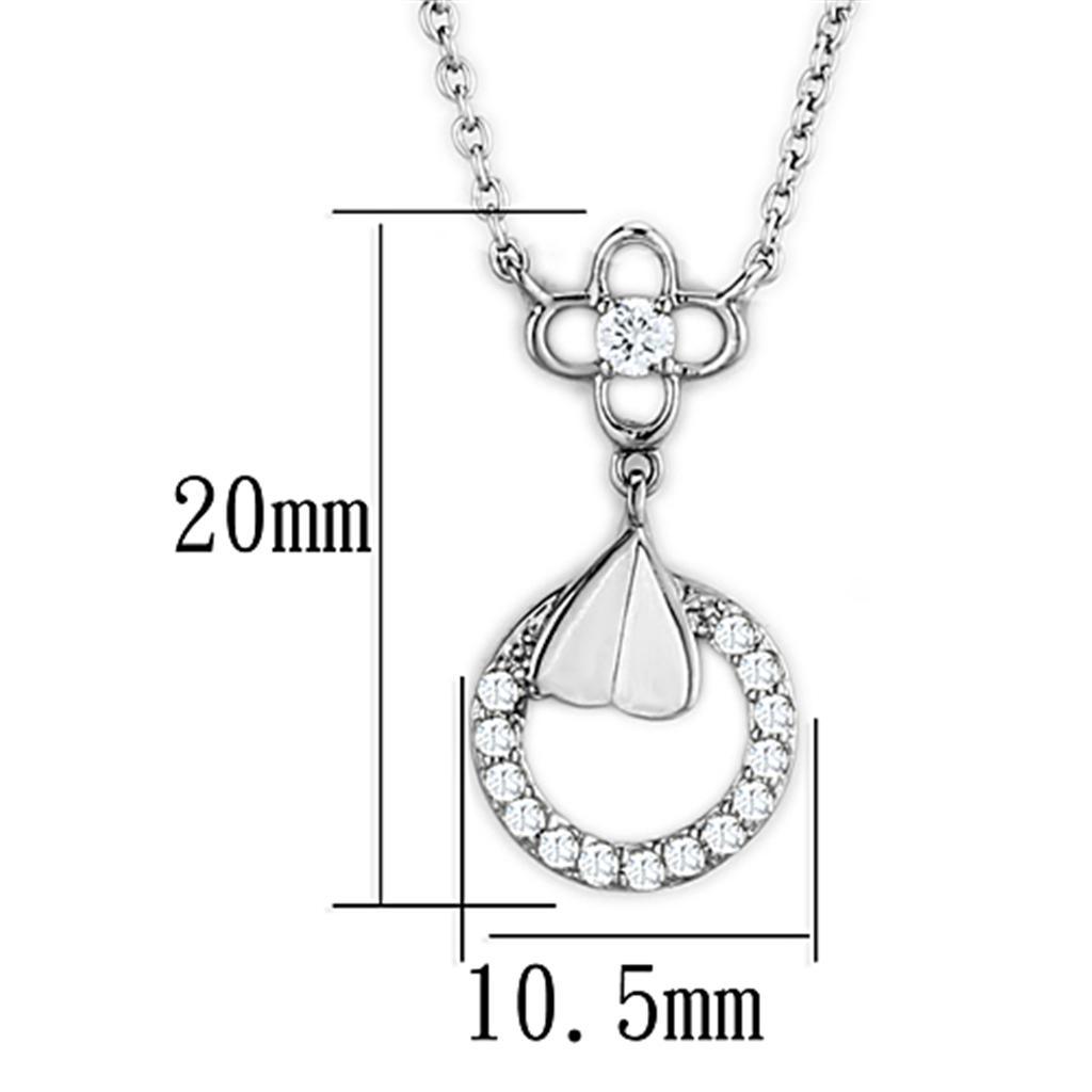 Alamode Rhodium Brass Necklace with AAA Grade CZ in Clear - Flyclothing LLC