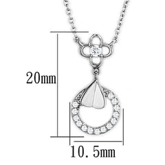 Alamode Rhodium Brass Necklace with AAA Grade CZ in Clear - Flyclothing LLC