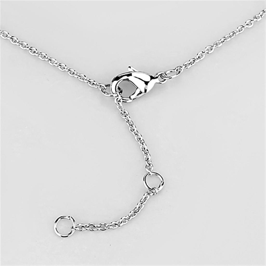 Alamode Rhodium Brass Necklace with AAA Grade CZ in Clear - Flyclothing LLC