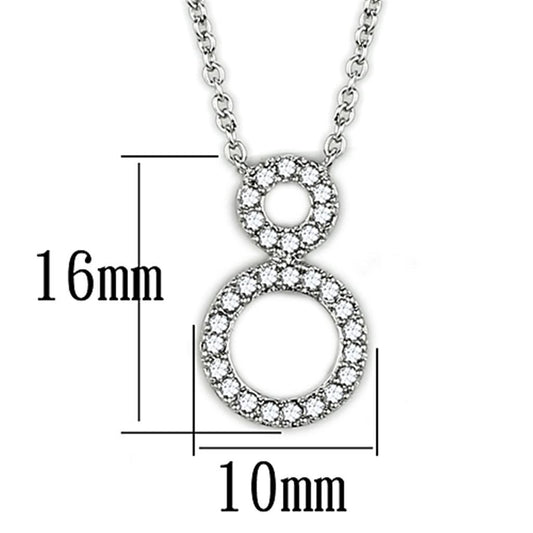 Alamode Rhodium Brass Necklace with AAA Grade CZ in Clear - Flyclothing LLC