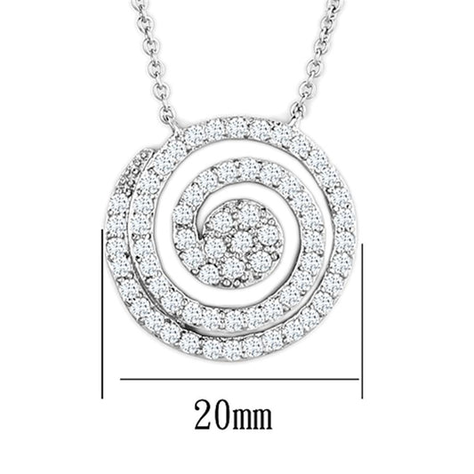 Alamode Rhodium Brass Necklace with AAA Grade CZ in Clear - Flyclothing LLC