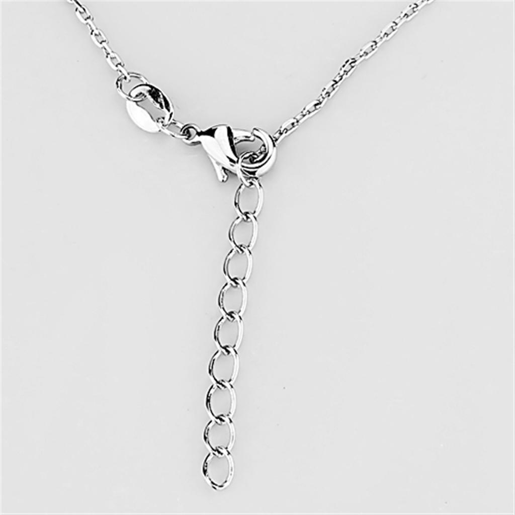 Alamode Rhodium Brass Necklace with AAA Grade CZ in Clear - Alamode