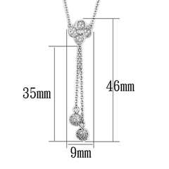 Alamode Rhodium Brass Necklace with AAA Grade CZ in Clear - Flyclothing LLC