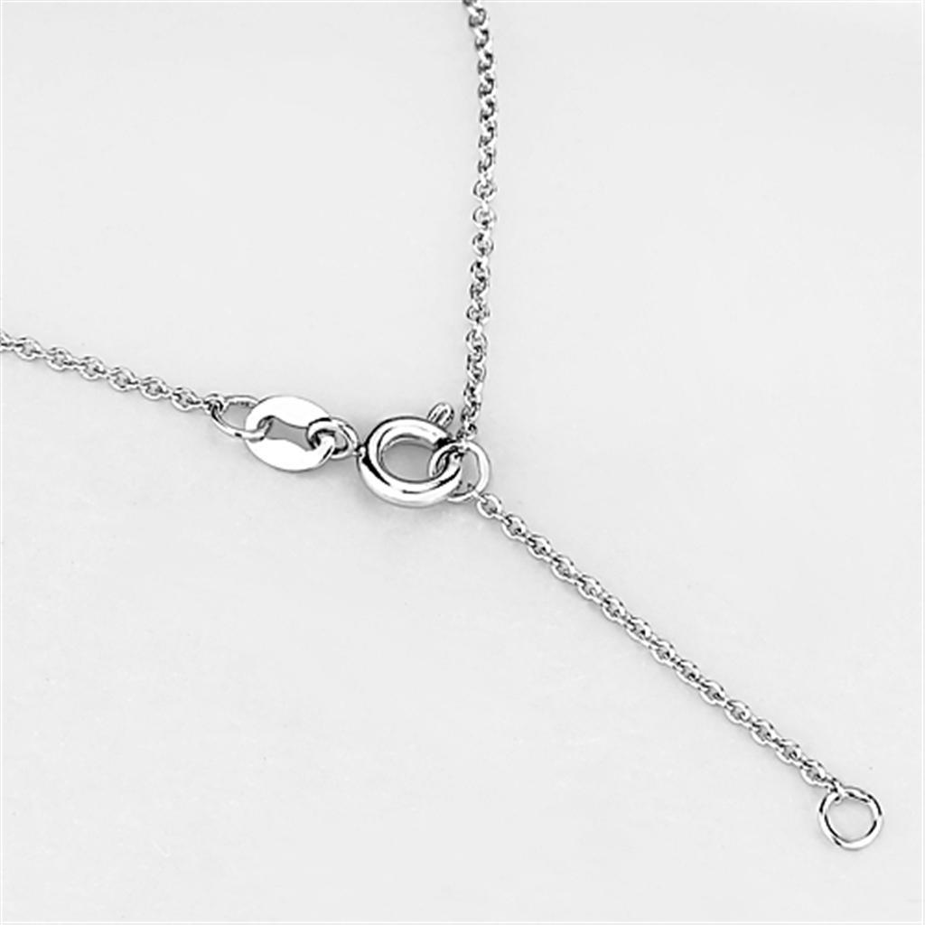 Alamode Rhodium Brass Necklace with AAA Grade CZ in Clear - Flyclothing LLC