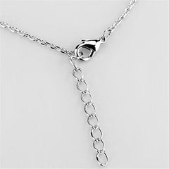 Alamode Rhodium Brass Necklace with AAA Grade CZ in Clear - Flyclothing LLC