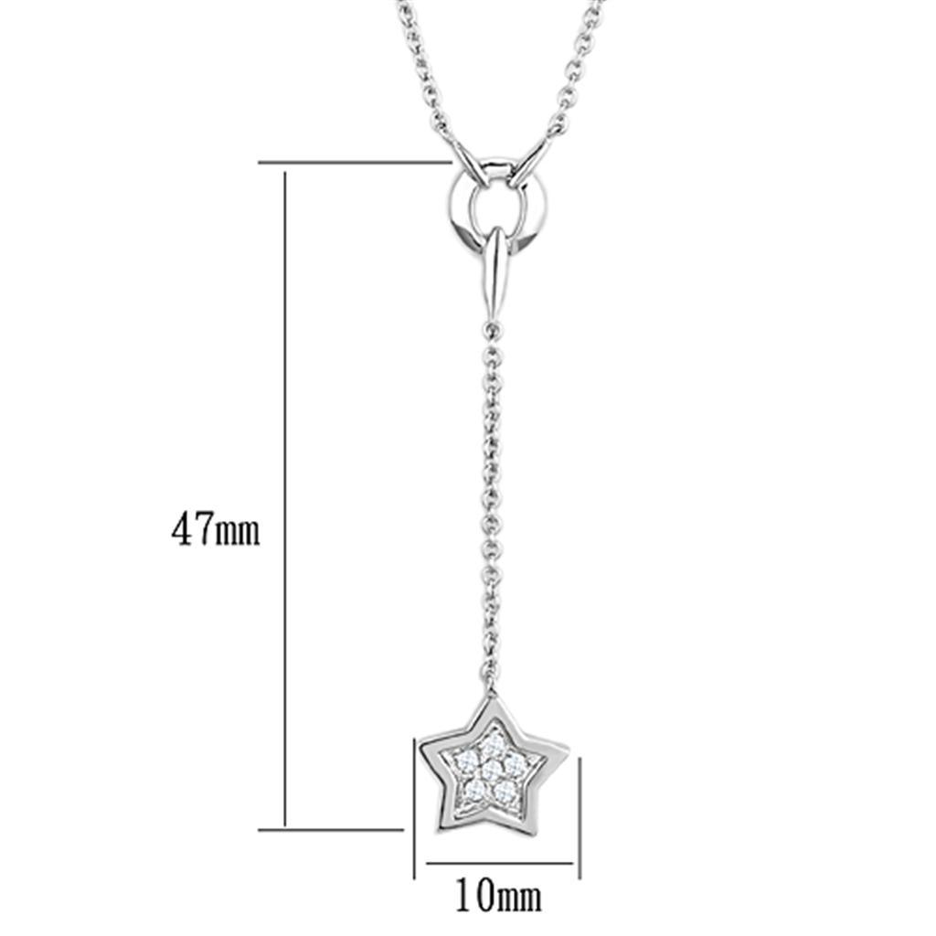 Alamode Rhodium Brass Necklace with AAA Grade CZ in Clear - Flyclothing LLC