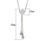 Alamode Rhodium Brass Necklace with AAA Grade CZ in Clear - Flyclothing LLC