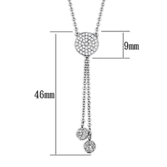 Alamode Rhodium Brass Necklace with AAA Grade CZ in Clear - Flyclothing LLC