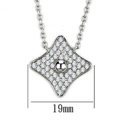 Alamode Rhodium Brass Necklace with AAA Grade CZ in Clear - Flyclothing LLC