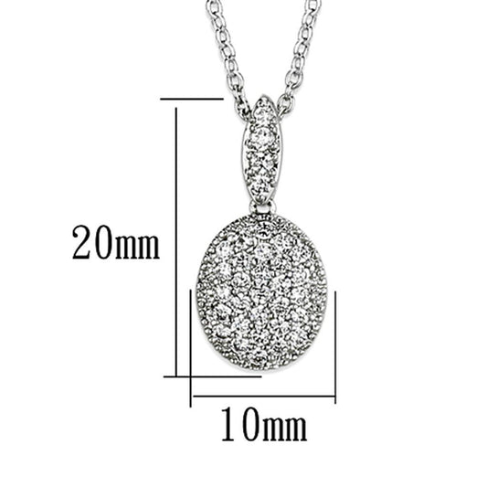 Alamode Rhodium Brass Necklace with AAA Grade CZ in Clear - Flyclothing LLC