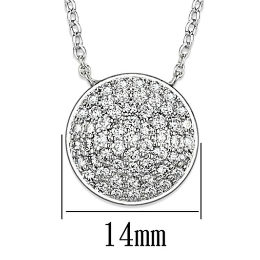 Alamode Rhodium Brass Necklace with AAA Grade CZ in Clear - Flyclothing LLC