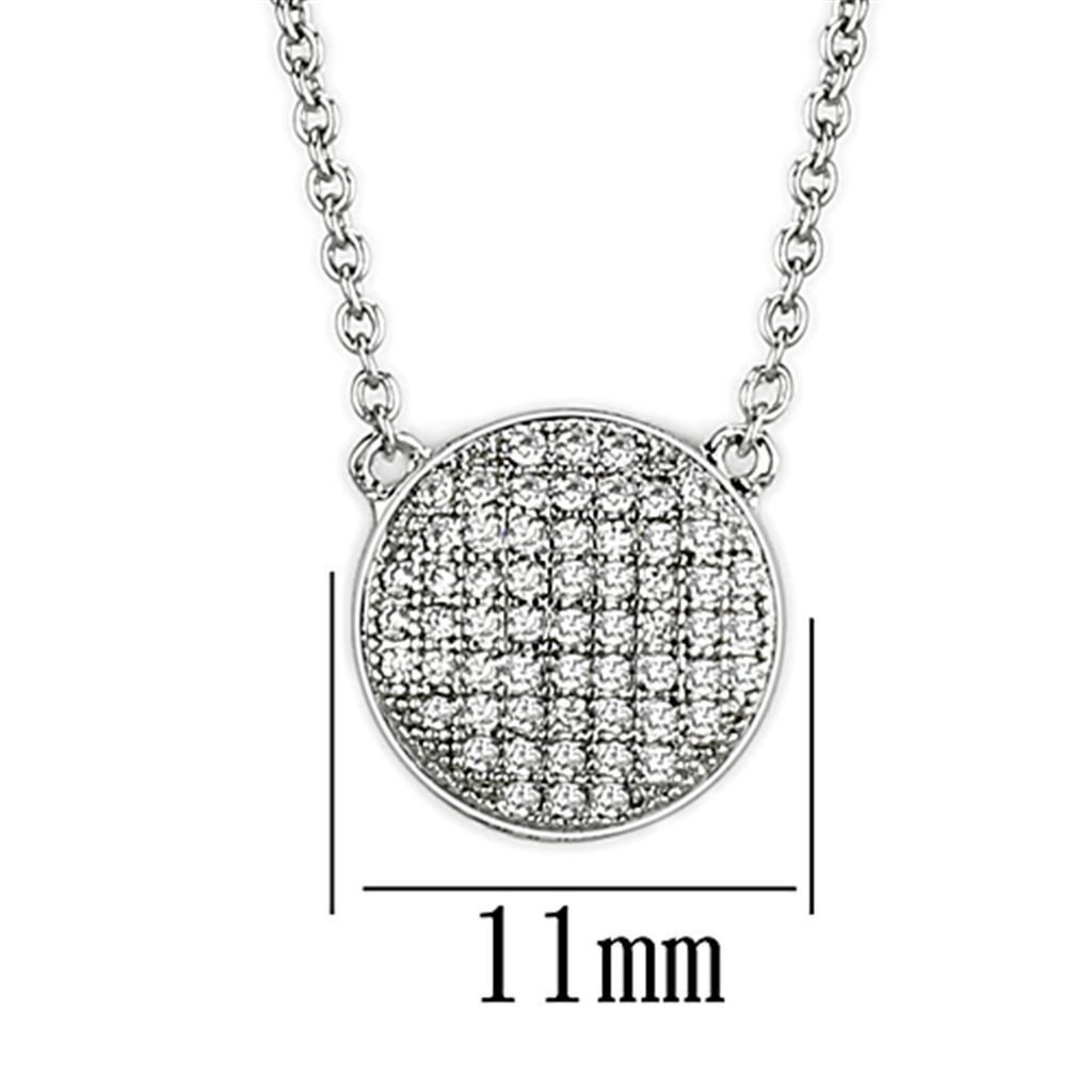 Alamode Rhodium Brass Necklace with AAA Grade CZ in Clear - Flyclothing LLC