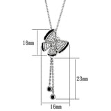 Alamode Rhodium + Ruthenium Brass Necklace with AAA Grade CZ in Black Diamond - Flyclothing LLC