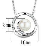 Alamode Rhodium Brass Necklace with Synthetic Pearl in White - Flyclothing LLC