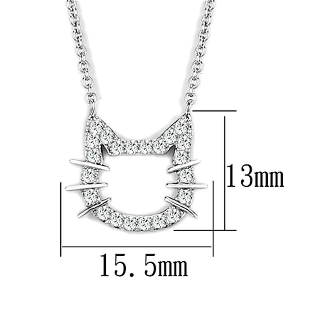 Alamode Rhodium Brass Necklace with AAA Grade CZ in Clear - Flyclothing LLC