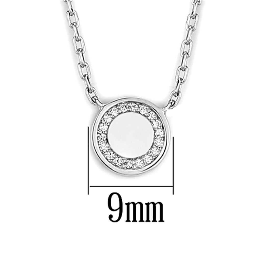 Alamode Rhodium Brass Necklace with AAA Grade CZ in Clear - Flyclothing LLC