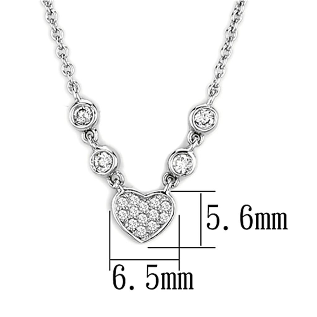 Alamode Rhodium Brass Necklace with AAA Grade CZ in Clear - Flyclothing LLC