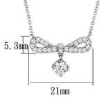 Alamode Rhodium Brass Necklace with AAA Grade CZ in Clear - Flyclothing LLC