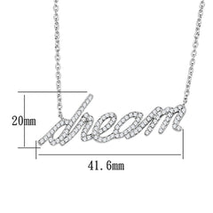 Alamode Rhodium Brass Necklace with AAA Grade CZ in Clear - Flyclothing LLC