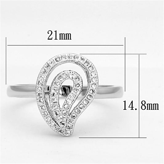 Alamode Rhodium Brass Ring with AAA Grade CZ in Clear - Flyclothing LLC